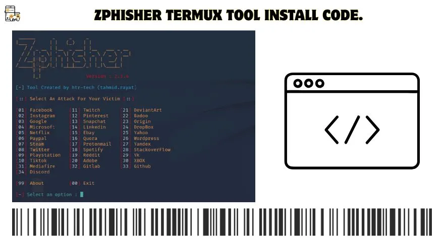 Zphisher Github Tool code - Install On Termux App.